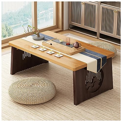 PetterShop Japanischer Boden Niedriger Tisch, Wohnzimmer Couchtisch, Klappdesign, Für Wohnzimmer, Esszimmer, Tee, Wohndekoration (Color : A, S : 60x40x30cm) von PetterShop