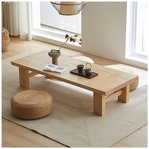 PetterShop Japanischer Bodentisch, Vintage Teetisch Niedriger Tisch, rechteckiger Stil Tatami Tisch oder Sitzen auf dem Boden Akzent Möbel (Color : A, S : 100x60x38cm) von PetterShop