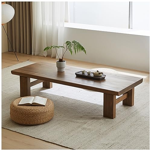 PetterShop Japanischer Bodentisch, Vintage Teetisch Niedriger Tisch, rechteckiger Stil Tatami Tisch oder Sitzen auf dem Boden Akzent Möbel (Color : B, S : 100x60x38cm) von PetterShop