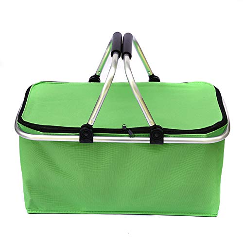 Petyoung 30L Zusammenklappbarer Isolierter Picknickkorb Tragbare Kühltasche zum Mittagessen Lebensmitteleinkauf Camping Und Roadtrips von Petyoung