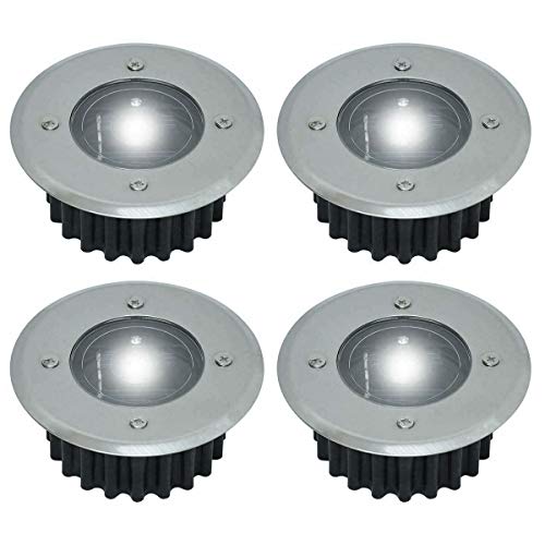 Petyoung 4 Pack Solar Decking Lights, Outdoor Garten Edelstahl Bodenleuchten für Landschaft Wegbeleuchtung von Petyoung