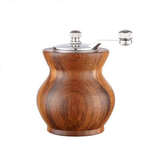 Petyoung Manuelle Salz- oder Pfeffermühle aus Holz mit Kurbel, verstellbare Grobheit für schwarzen Pfeffer Meersalz von Petyoung