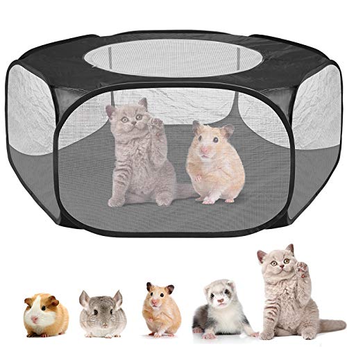 Petyoung Upgrade Kleintiere Käfig Zelt mit Deckel Atmungsaktiver Und Faltbarer Laufstall für Haustiere Pop Open Outdoor/Indoor-Übungszaun für Meerschweinchen Kaninchen Chinchillas von Petyoung