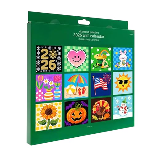 Peufcmi 2026 Kalender Wand,Monatlicher Strassstein Mal Kalender | 12 Monate 2026 Planer Deko Kunst mit Applikator Stift für Erwachsene Kinder Klassenzimmer Haus Schule Mütter von Peufcmi