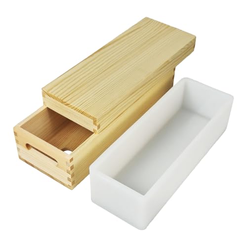 Peufcmi Holzformen für Seife aus Holz | Silikonformen Zur Seifenherstellung | 1300ml Förmchen Mit Einfacher Entformung Für Handarbeit Projekte Wie Handgemachte Schokolade Kuchen Pudding von Peufcmi