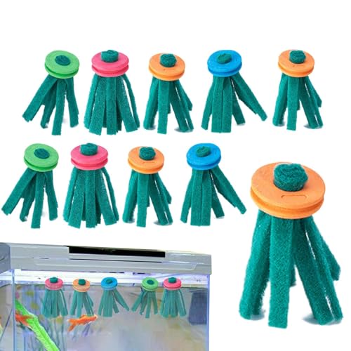 Peufcmi Laichmopp - Zuchtmopp Set 10 Stück | Schwimmendes Reinigungswerkzeug Mit Schaumring Für Schnecken Schildkröten Regenbogenfische Amphibien von Peufcmi