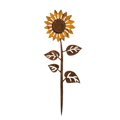 Peufcmi Metallgartenblumen | Kunstvolle Eisenblumen - Deko Vintage Rostige Stäbe Für Wege Vorgarten Blumenbeet Balkon Terrasse Garten Zaunlinie Rasen Poolbereich von Peufcmi