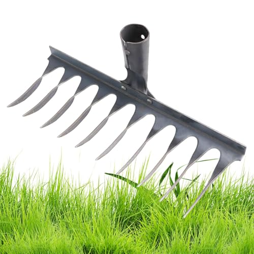 Peufcmi Robuster Gartenrechen, Bodenlockerungsrechen - Multifunktionaler Garten-Stahlzieher,Handwerkzeug-Gartenzubehör für manuelles Graben, Rasenpflege, Bodenlockerung, Landwirtschaft von Peufcmi