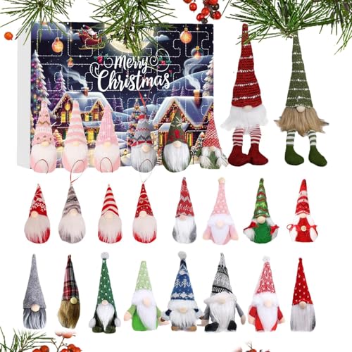 Peufcmi Weihnachtswichtel Adventskalender | 24 Tage Wichtel Figuren Advent Weihnachten | Deko Tischdekoration Festtage Deko | Für Erwachsene Jugendliche Familie Kinder Mädchen von Peufcmi