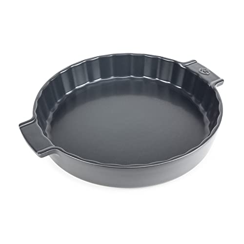 PEUGEOT - Runde Tarteform aus Keramik - 33 cm x 28 cm x 5,4 cm - Fassungsvermögen: 2,2 L - 10 Jahre Garantie - Schiefergrau von PEUGEOT