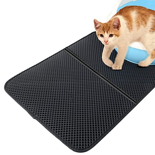 55cm x 70cm Katzenstreu Matte Katzenklo Unterleger, Gefaltet Cat Mat, Katzentoilette Matte, Wasserdichtes und Urinbeständiges Material, Doppellagiges Wabendesign, für Haustier Katze von Peuirre