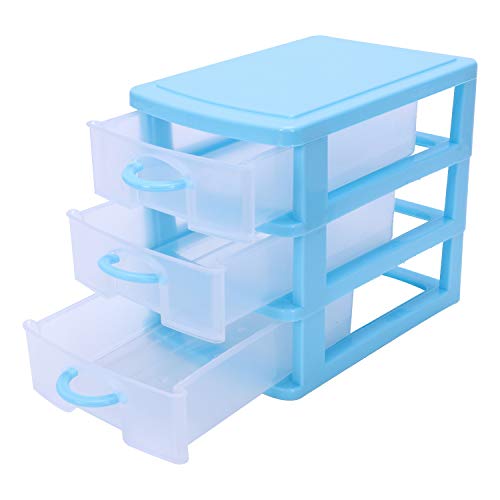 Peukerty Mini-Kunststoff-Box mit Schubladen-Typ (blau, 3 Schichten) von Peukerty