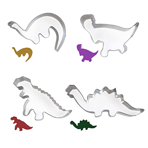 Dinosaurier Motiv Ausstechformen Set 4 Stück,Dinosaurier Ausstechform aus Edelstahl, Weihnachten DIY Fondant Plätzchenausstecher Keksschneider Set für Kinder Dinosaurier Motiv Ausstechformen Set 4 Stück,Dinosaurier Ausstechform aus Edelstahl, Weihnachten DIY Fondant Plätzchenausstecher Keksschneider Set für Kinder von Peutpy