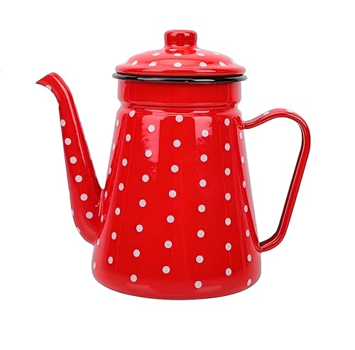 Emaille Kanne Kaffeekanne 1.2L Emaille Geschirr Rot Wasserkocher für Induktion und Gasherd Emaille Kanne Kaffeekanne 1.2L Emaille Geschirr Rot Wasserkocher für Induktion und Gasherd von Pevfeciy