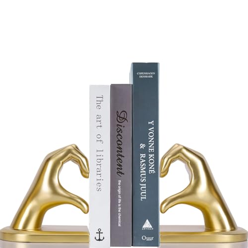 Goldene Geste Dekorative Buchstützen Herz Hände Deko Skulptur Buchstütze,Kreative Dekorative Buchende Bücherstopper Bookend Holder Für Büchern,Wohnzimmer,Heimdekoration,Büro Regalteilern Dekoration von Pevfeciy