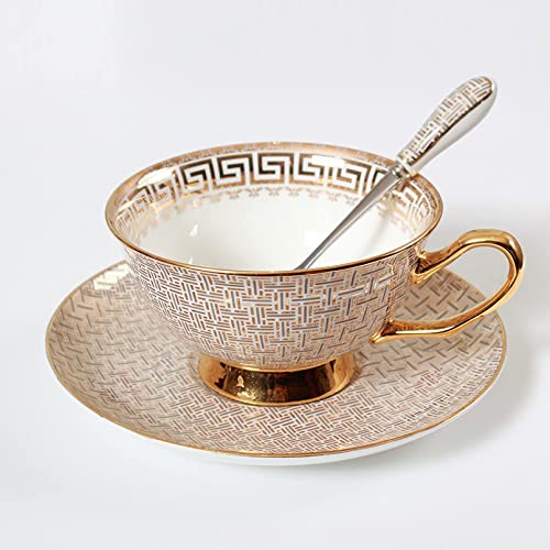 Goldene Kaffeeservice Modern Kaffeetassen Set Ceramic Teetasse mit Untertassen und Löffel Kaffeebecher Geschenk für Ehefrau, Bone China Porzellan, 220ml Goldene Kaffeeservice Modern Kaffeetassen Set Ceramic Teetasse mit Untertassen und Löffel Kaffeebecher Geschenk für Ehefrau, Bone China Porzellan, 220ml von Pevfeciy