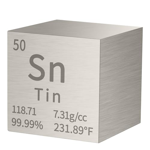 Pevfeciy 1 Inch Zinn Würfel 25,4 mm Metall Dichte Würfel reines Metall hohe Dichte Element Würfel für Element Sammlungen Labor Experiment Material Hobbys von Pevfeciy