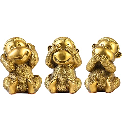Pevfeciy 3 Affen Figuren Deko DREI Affen Skulptur Deko für Wohnzimmer Büro, Bronze Figur von Pevfeciy