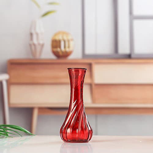 Pevfeciy 6" Kleine Glas Knospe Vasen Vintage Glasflaschen für Blumenarrangements, Hochzeiten, Blumen, kleine Vasen für Blumen, Bunte einzelne Knospe Vasen Home Decor oder Büro,Rot von Pevfeciy