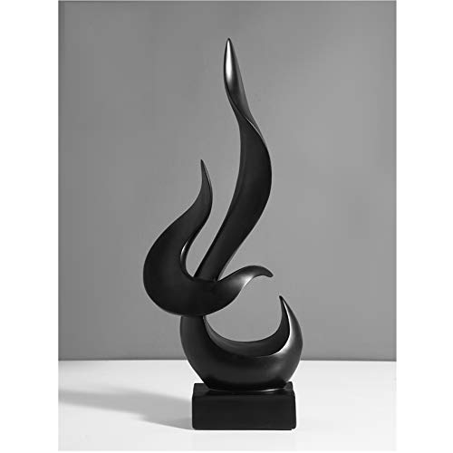 Pevfeciy Schwarze Flamme Skulptur deko für Wohnzimmer und Büro,Skulptur deko Modern Abstrakte Statue aus Harz, 41 cm hoch von Pevfeciy