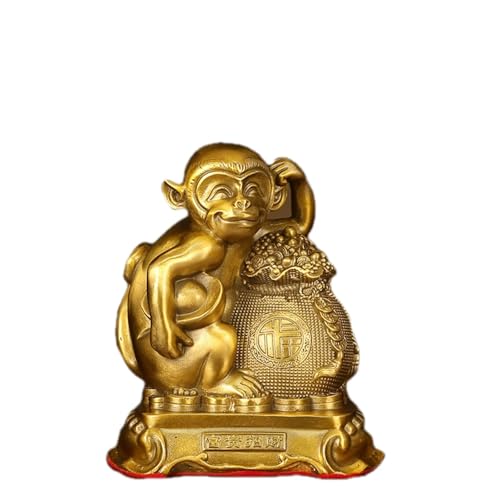 Pevfeciy Affen Statue aus Messing Feng-Shui Glückssymbol der Börse Büro Zuhause Dekoration repräsentiert Karriere Reichtum Glück,16cm von Pevfeciy