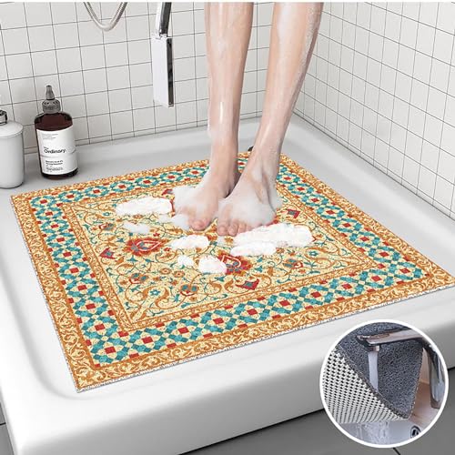 Pevfeciy Anti rutsch dusche 60x80cm Duscheinlage rutschfest Duschmatte rutschfest Europäischen Stil Antirutschmatte dusche Weich bequem PVC,Anti-Schimmel Hohe Wasserdurchlässigkeit für Nassbereich von Pevfeciy