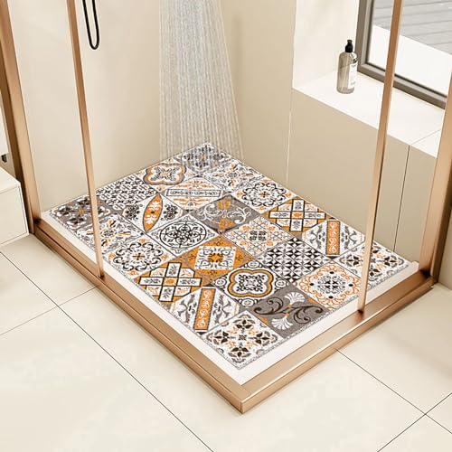 Pevfeciy Anti rutsch dusche 60x80cm PVC Duscheinlage rutschfest mit Fliesenmuster Weich bequem Duschmatte rutschfest für Nassbereich,Anti-Schimmel Hohe Wasserdurchlässigkeit von Pevfeciy