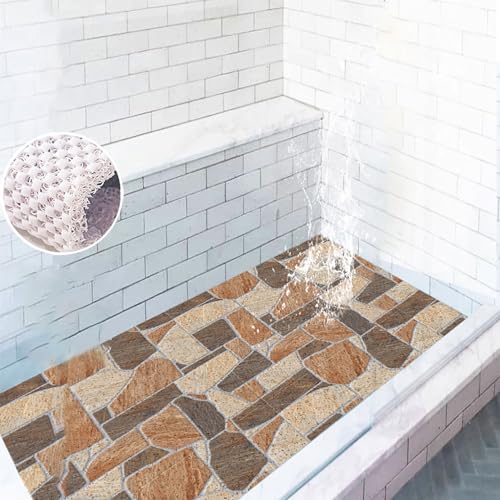 Pevfeciy Anti rutsch dusche 80x120cm Duschmatte rutschfest mit Haken Duscheinlage PVC Badematte rutschfest maschinenwaschbar Schnell trocknend,Anpassbare von Pevfeciy