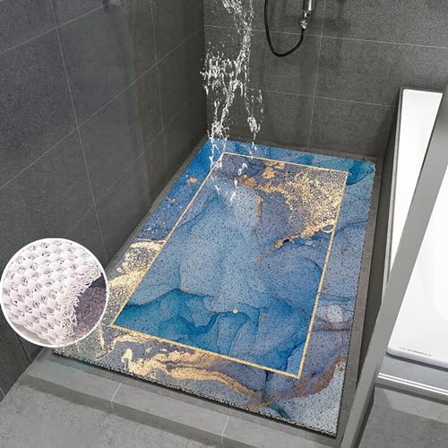Pevfeciy Antirutsch dusche 100x120 cm Duschmatte Bunte Meeresmuster PVC Duscheinlage rutschfest Mit Haken Weich bequem Duschvorleger Hohe Wasserdurchlässigkeit von Pevfeciy