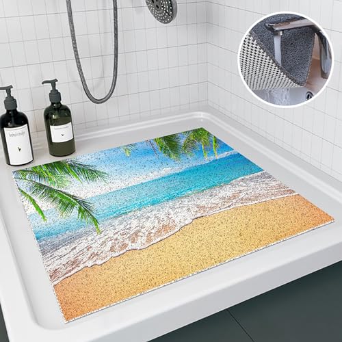 Pevfeciy Antirutschmatte dusche 40x60cm Duschmatte rutschfest mit Surfmuster Moderne Weich-PVC-Duscheinlage rutschfest,für Nassbereich,Hohe Wasserdurchlässigkeit, schimmelresistent von Pevfeciy