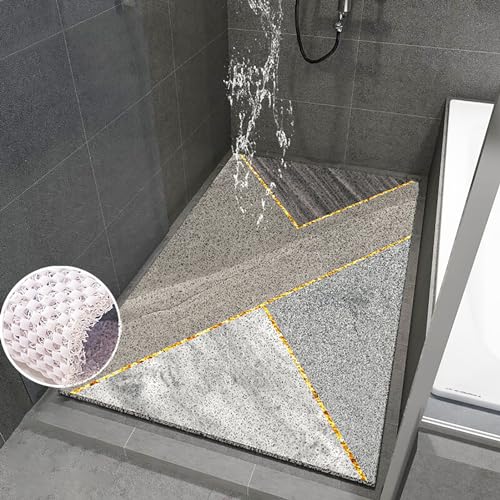 Pevfeciy Antirutschmatte dusche 90x120cm Weich Komfort Duscheinlage mit Haken PVC Duschmatten rutschfest Anti-Schimmel,Schnell trocknend,Hohe Wasserdurchlässigkeit für Nassbereiche,H von Pevfeciy