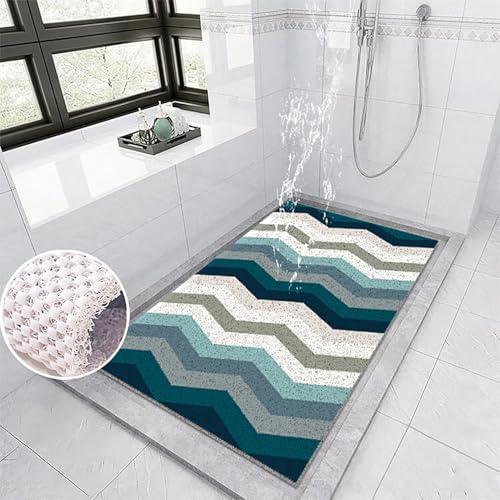 Pevfeciy Antirutschmatte dusche 90x140 cm Ginkgo-Blattmuster Duscheinlage rutschfest Mit Haken Badematte rutschfest Weich Komfort PVC Duschmatte rutschfest Hohe Wasserdurchlässigkeit von Pevfeciy