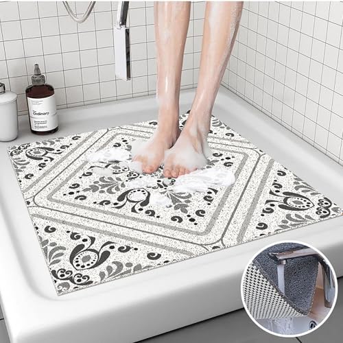 Pevfeciy Badezimmermatte 90x140 cm Duscheinlage rutschfest Weich Komfort PVC Antirutschmatte dusche mit Haken Farbmuster,Duschmatte Hohe Wasserdurchlässigkeit für Nassbereiche von Pevfeciy