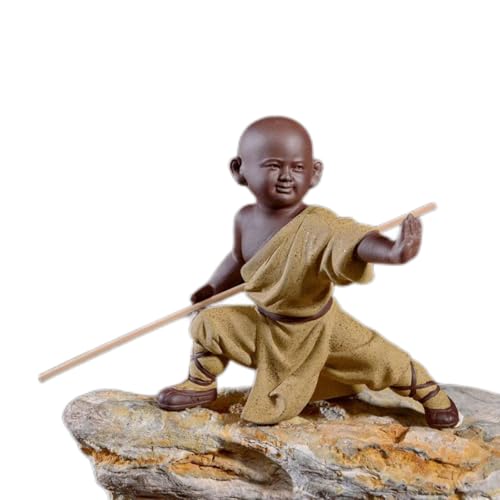 Pevfeciy Chinesische Kung-Fu-Saolin-Mönch-Figuren zum Bastel Ornamente Statuen farbige Keramik Handwerk Ornamente Geschenk für Heimdekoration für den Schreibtisch,4 von Pevfeciy
