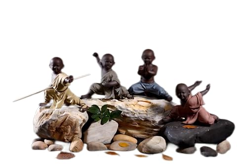 Pevfeciy Chinesische Kung-Fu-Saolin-Mönch-Figuren zum Bastel Ornamente Statuen farbige Keramik Handwerk Ornamente Geschenk für Heimdekoration für den Schreibtisch,5 von Pevfeciy
