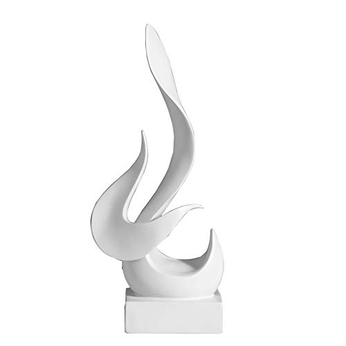 Pevfeciy Deko Skulptur Flamme Form Statue Ornament,Harz 31cm Hoch Skulptur, minimalistische Wohnzimmer deko modern stilvoller Aufsteller für Weinschrank Café Hotel Büro Statuen Und Skulpturen,Weiß von Pevfeciy