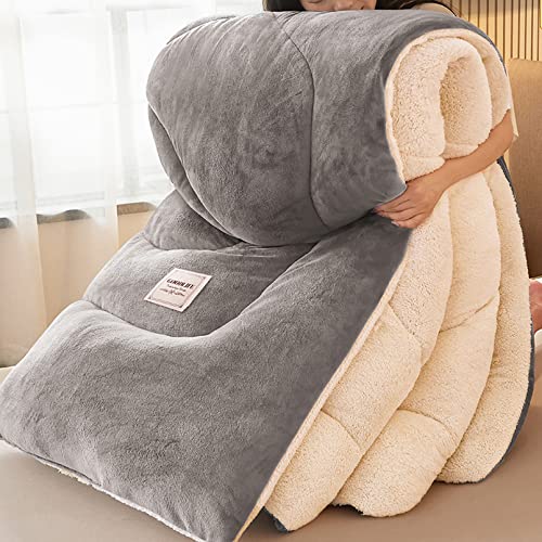 Pevfeciy Dicker Warmer Plüsch Winterdecke Steppdecke, Flauschige Kaschmir Steppdecken Duvet, Verdicken Sie Lamm Kaschmir Decke Winter Weiche Warme Bettdecke Bettwäsche,Dunkelgrau,200x230cm (5kg) von Pevfeciy