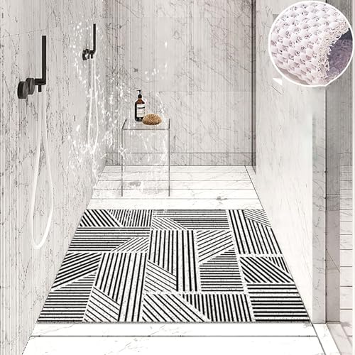 Pevfeciy Duscheinlage rutschfest 75x100 cm Weich Komfort Sicherheits Duschmatte Stilvolle und helle PVC Antirutschmatte dusche Mit Haken,Hohe Wasserdurchlässigkeit von Pevfeciy