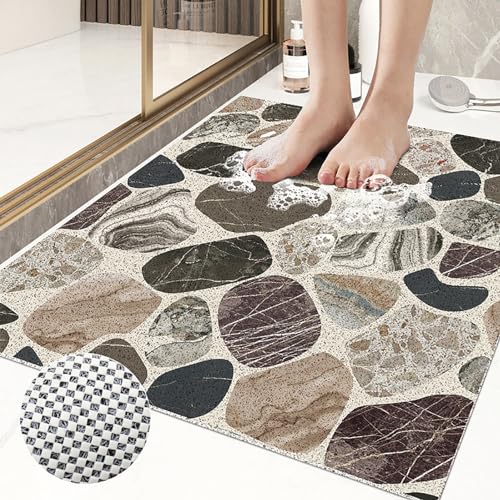 Pevfeciy Duscheinlage rutschfest Duschmatte mit Fliesenmuster Weich Komfort PVC Antirutschmatte dusche mit Ablauflöchern,Hohe Wasserdurchlässigkeit,Anti-Schimmel,für Nassbereiche,Q,60x60cm von Pevfeciy