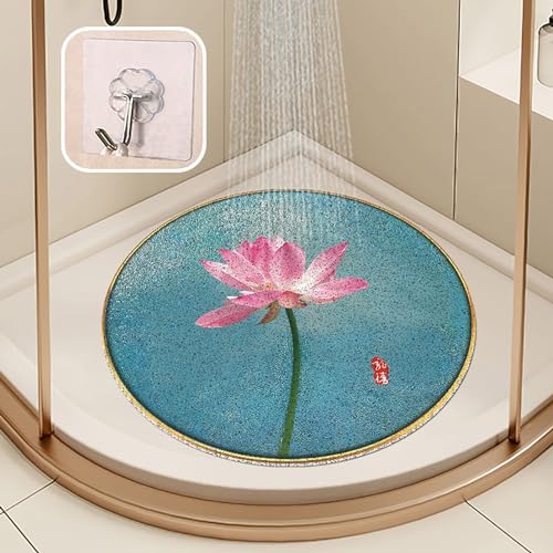 Pevfeciy Duscheinlage rutschfest Rund Duschmatte rutschfest Weiche Bequeme PVC Antirutschmatte dusche,Anti-Schimmel,Hohe Wasserdurchlässigkeit,für rund Duschräume,K,75x75cm von Pevfeciy