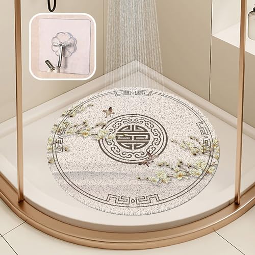 Pevfeciy Duscheinlage rutschfest Rund Duschmatte rutschfest Weiche Bequeme PVC Antirutschmatte dusche,Anti-Schimmel,Hohe Wasserdurchlässigkeit,für rund Duschräume,L,75x75cm von Pevfeciy
