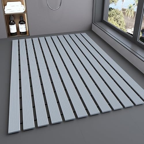 Pevfeciy Duschmatte rutschfest 43x61 cm Moderne badewannenmatte rutschfest Duscheinlage Antirutschmatte, Automatische Entwässerung,Zuschneidbar,Maschinenwaschbar,Grau von Pevfeciy