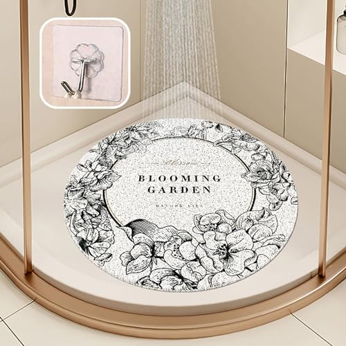 Pevfeciy Duschmatte rutschfest 60x60 cm Rund Duscheinlage PVC Weich Duschwanneneinlage mit Haken Badezimmermatte schnell trocknen Hohe Wasserdurchlässigkeit von Pevfeciy