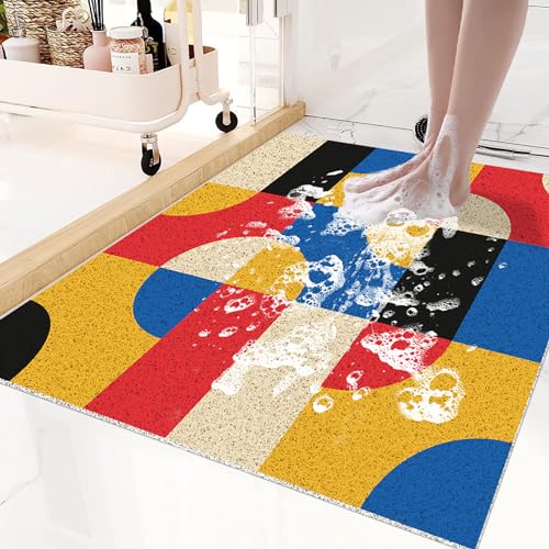 Pevfeciy Duschmatte rutschfest 80x100 cm Duscheinlage rutschfest Persönlichkeit Modern Antirutschmatte dusche Mit Haken,PVC Duschvorleger,schnelltrocknend für Nassbereiche von Pevfeciy
