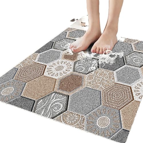 Pevfeciy Duschmatte rutschfest 80x100 cm Duscheinlage rutschfest mit Fliesenmuster Weich Komfort PVC Antirutschmatte dusche mit Ablauflöchern,Hohe Wasserdurchlässigkeit,für Nassbereiche von Pevfeciy