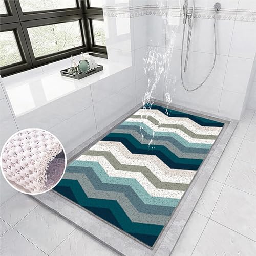 Pevfeciy Duschmatte rutschfest 80x100 cm Weich Komfort Sicherheits Duscheinlage Stilvolle und helle PVC Antirutschmatte dusche Mit Haken,Hohe Wasserdurchlässigkeit von Pevfeciy