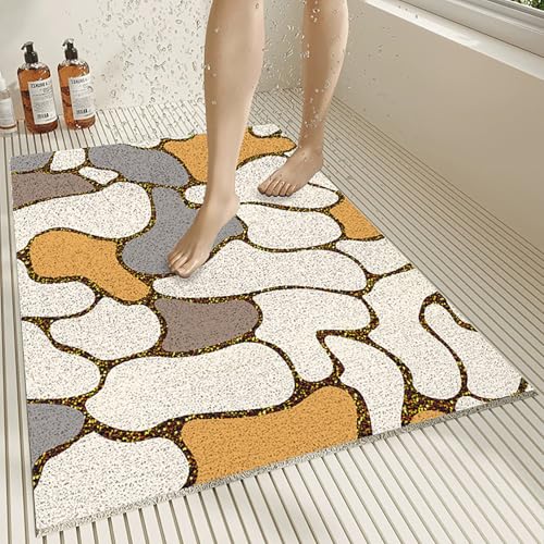Pevfeciy Duschmatte rutschfest 80x80 cm Modern Stil Duscheinlage rutschfest Weich Komfort PVC Antirutschmatte dusche Mit Ablaufloch,Hohe Wasserdurchlässigkeit,für Nassbereiche von Pevfeciy
