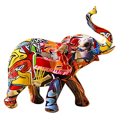 Moderne Elefanten Deko Elefant Figuren und Pop Art Dekofiguren Für Liebhaber von Pop-Art und moderner Kunst, die eine kreative und farbenfrohe Dekoration suchen, 24cm hoch von Pevfeciy