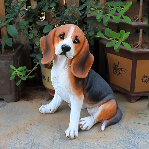 Pevfeciy Gartenfiguren & gartenstatuen Gartendeko für draußen wetterfest Harz Beagle Figuren,Hoher Simulationsgrad,für Garten, Balkon, Rasen, Teichdekoration von Pevfeciy