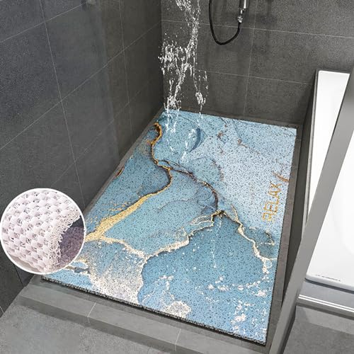 Pevfeciy Groß Antirutschmatte dusche 100x120 cm Duscheinlage rutschfest Bunte Meeresmuster PVC Duschmatte Mit Haken Weich bequem Duschvorleger Hohe Wasserdurchlässigkeit von Pevfeciy